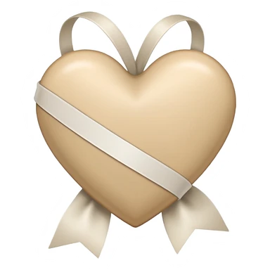 beige heart with white ribbon sticker