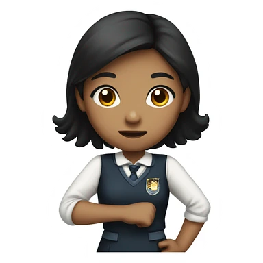 "An emoji of a black-haired girl in a school uniform, with her fist raised as if she's about to punch."






 sticker