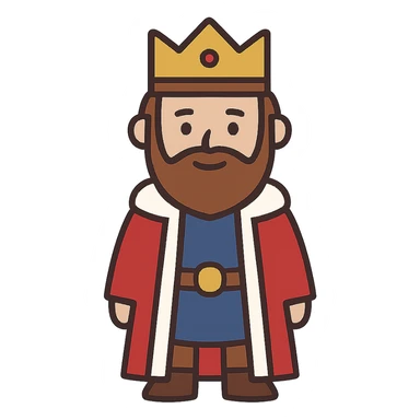 flat toon style king with crown sticker