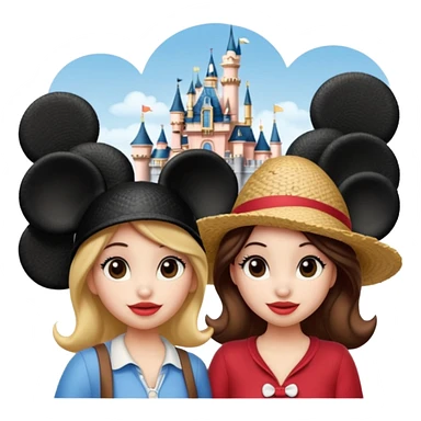 Haz un dos chicad una la bella de Disney y la otra uo con el pelo rizado largo haciendose un selfie como si et UVI ETB en el perquè de isney sticker