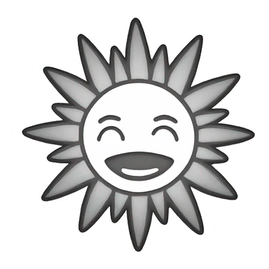A sun like vacation emoji but no color just white outline sticker