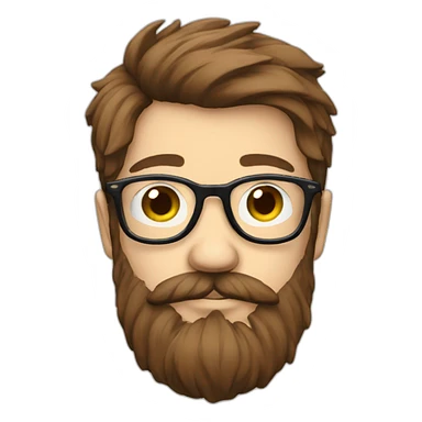 beard hipster glasses adult white brown hair sticker