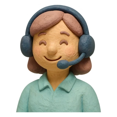 AI voice receptionist with headset, soft pastel colors, friendly sticker