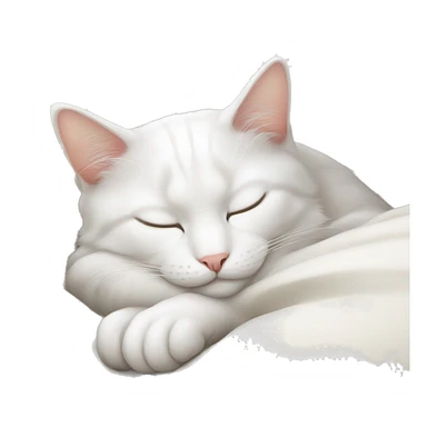 White cat sleeping  sticker