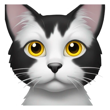 black and white cat with yellow eyes  sticker