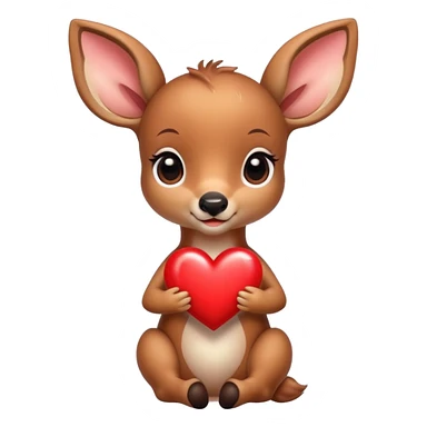 Cute baby deer holding a heart sticker