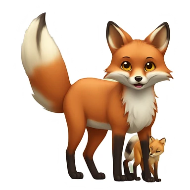 pregnant fox with baby lynx  sticker