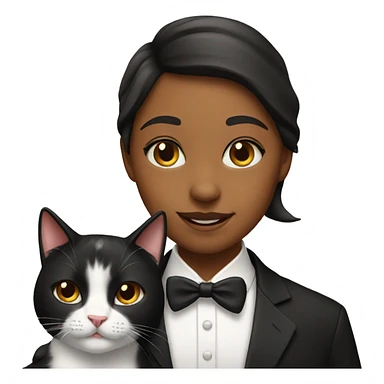 Girl with tuxedo cat sticker