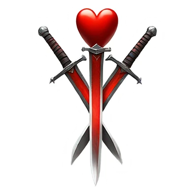 red heart with three nailed swords  sticker