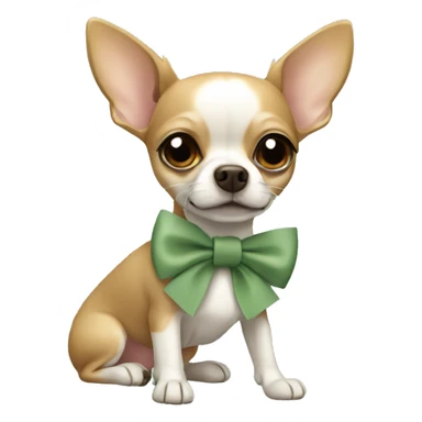 Chihuahua wearing sage green bow sticker