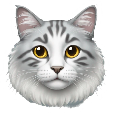 Long hair white/gray cat sticker