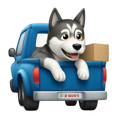 Husky driving a truck  sticker