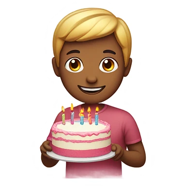 Emoji of a person holding a cake sticker
