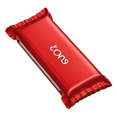 Chocolate candy bar with a red wrapper on it sticker