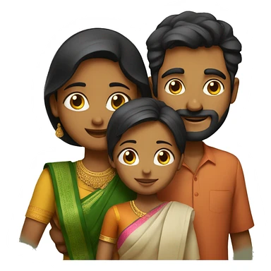 Indian Tamil husband and wife with 8 year old girl and 2 year old boy sticker