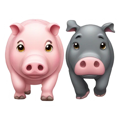 pig and hippo walking together sticker
