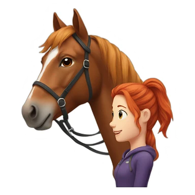 Horse with spots next to a red-haired girl sticker