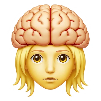 Standard emoji of a person with hair that looks like a brain and yellow skin sticker
