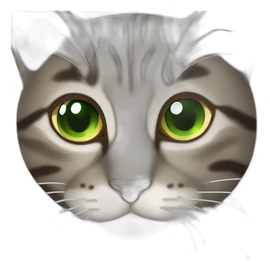Dark brown and white Tabby Cat with green eyes, laying on the side sticker