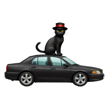 Black cat, red hat, on car sticker