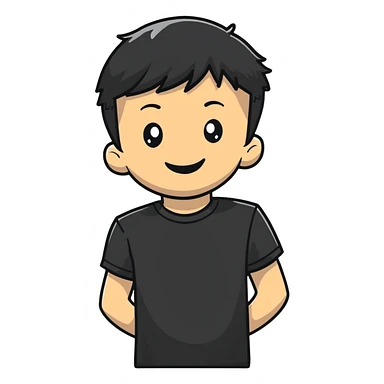 smiling boy in black shirt sticker