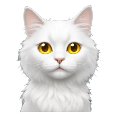 Boy Fluffy white cat yellow eyes  sticker