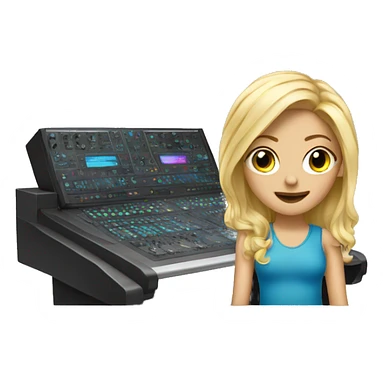 Audio technician blonde girl with a dj desk sticker