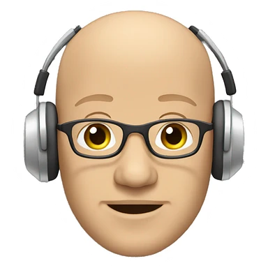 bald man with headphones sticker