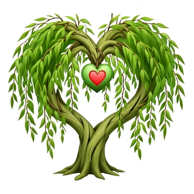 weeping willow tree hugging a heart sticker