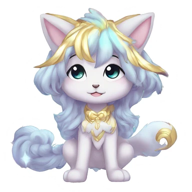 Cute Kawaii Chibi Anthro Sona Colorful Ethereal Pretty see Godly Celestial Shiny Fakemon Full Body sticker