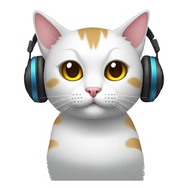 gamer cat with headphones sticker