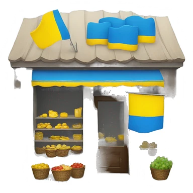 Shop with Ukrainian flag sticker