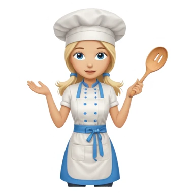 Full body 
Sexy Long Blonde hair blue eyed female chef sticker