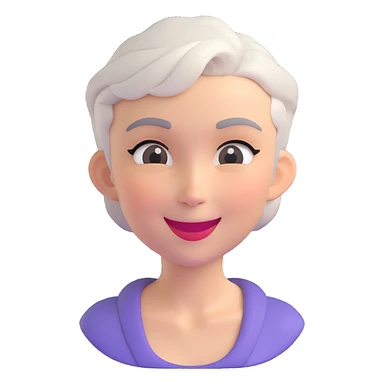 emoji of a slim woman with very short gray-blond hair, winking sticker