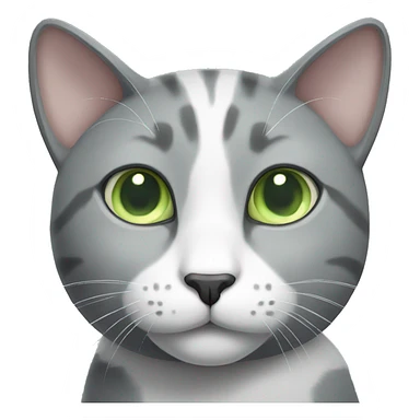 grey and white cat with light green eyes sticker
