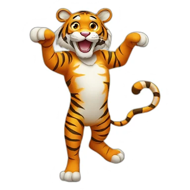 cartoon tiger in tiptoes sticker