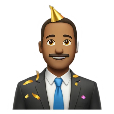 man in a birthday outfit with confetti sticker