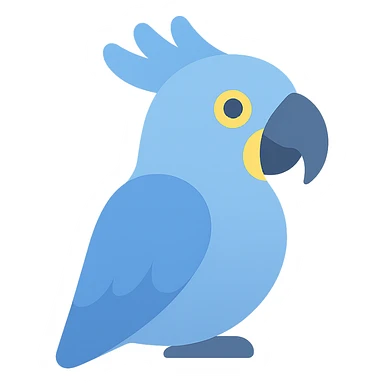 blue cockatoo icon, elegant, soft gradients, rounded shapes sticker