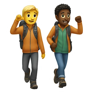 2 friends going to mountain  sticker