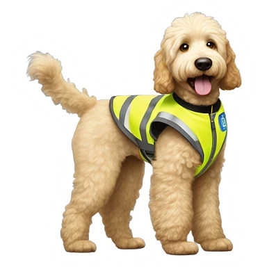 Golden doodle directing traffic sticker