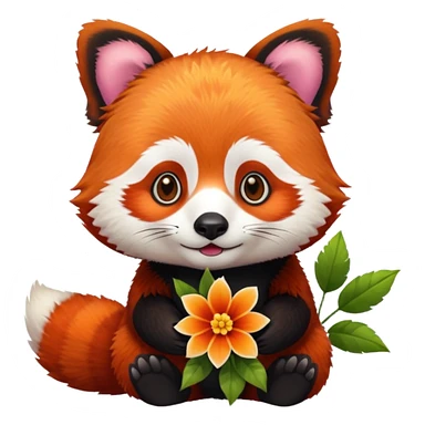 Red panda with a flower sticker