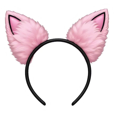 Black cat ears hair hoop with pink inside ears sticker