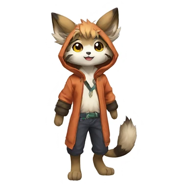 Kemono-style, Chibi, Anthro-Fur-Sona-Fakémon, clothing, Full Body sticker