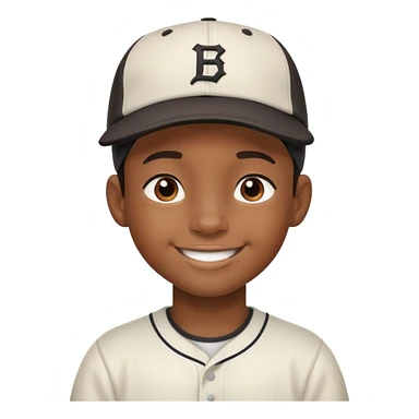 black kid with a sideways baseball cap, smiling sticker