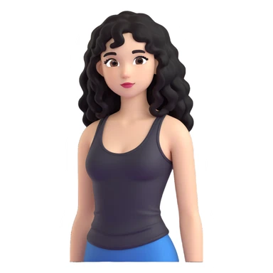 A girl with long, curly black hair wearing a thin black tank top is a K-pop idol. sticker
