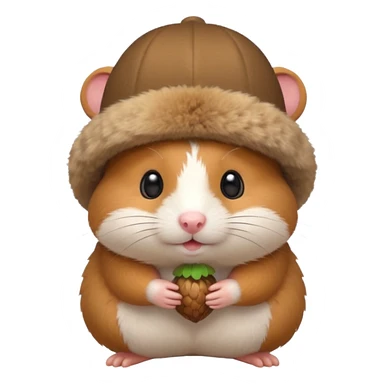 cartoon-style hamster with acorn hat sticker
