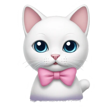 white cartoon cat with pink bow sticker