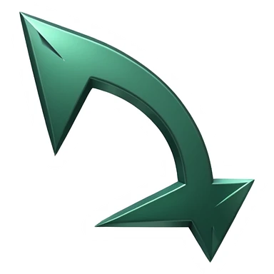 
dark green curved thick sharp arrow down sticker