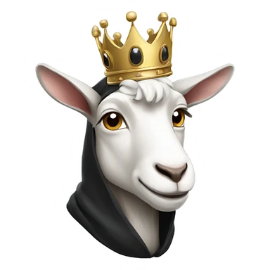 Goat wearing black hoodie and a royal crown sticker