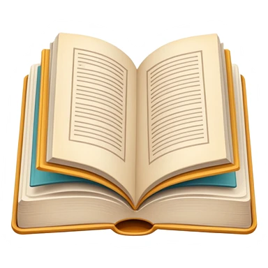 Flat iOS-style icon of an open book. Simple lines, soft gradients, clean minimalist design. sticker